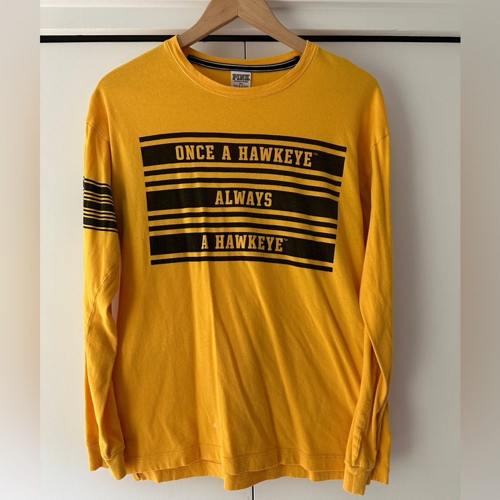 PINK Victoria's Secret Yellow University of Iowa Hawkeye Longsleeve Tshirt